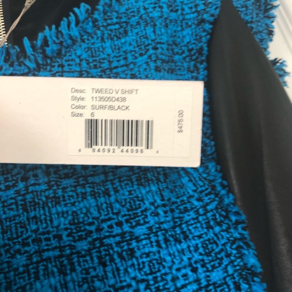 Rebecca Taylor Surf/Black Tweed V Shift Dress NWT - Picture 3 of 5